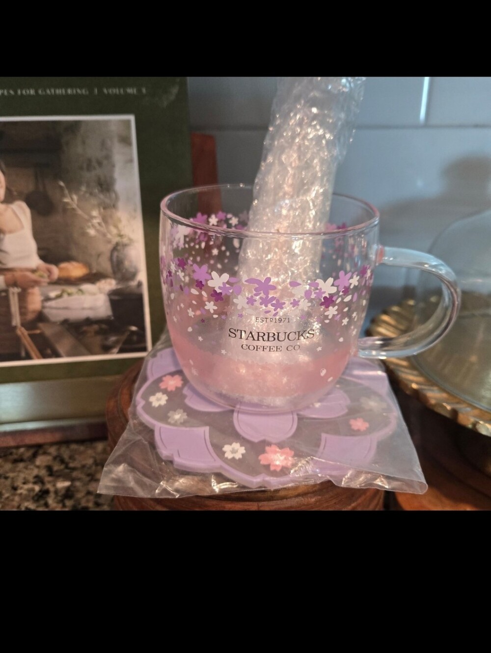 (LAST SET)Starbucks Sakura Color-changing 12 oz Glass Cup Set - Picture 2 of 7